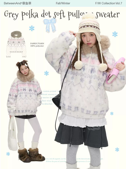 Beige sherpa padded jacket with soft fur collar