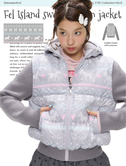 Fair Isle knit-trim down jacket (90% duck down)