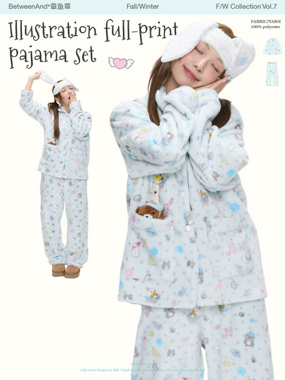 Illustration full-print pajama set (pre-order)