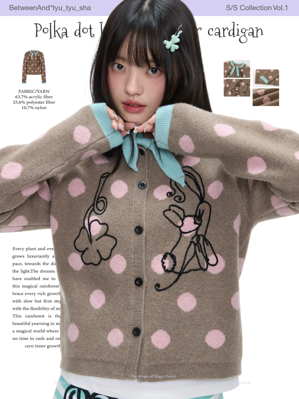 Polka dot bow tie sweater cardigan