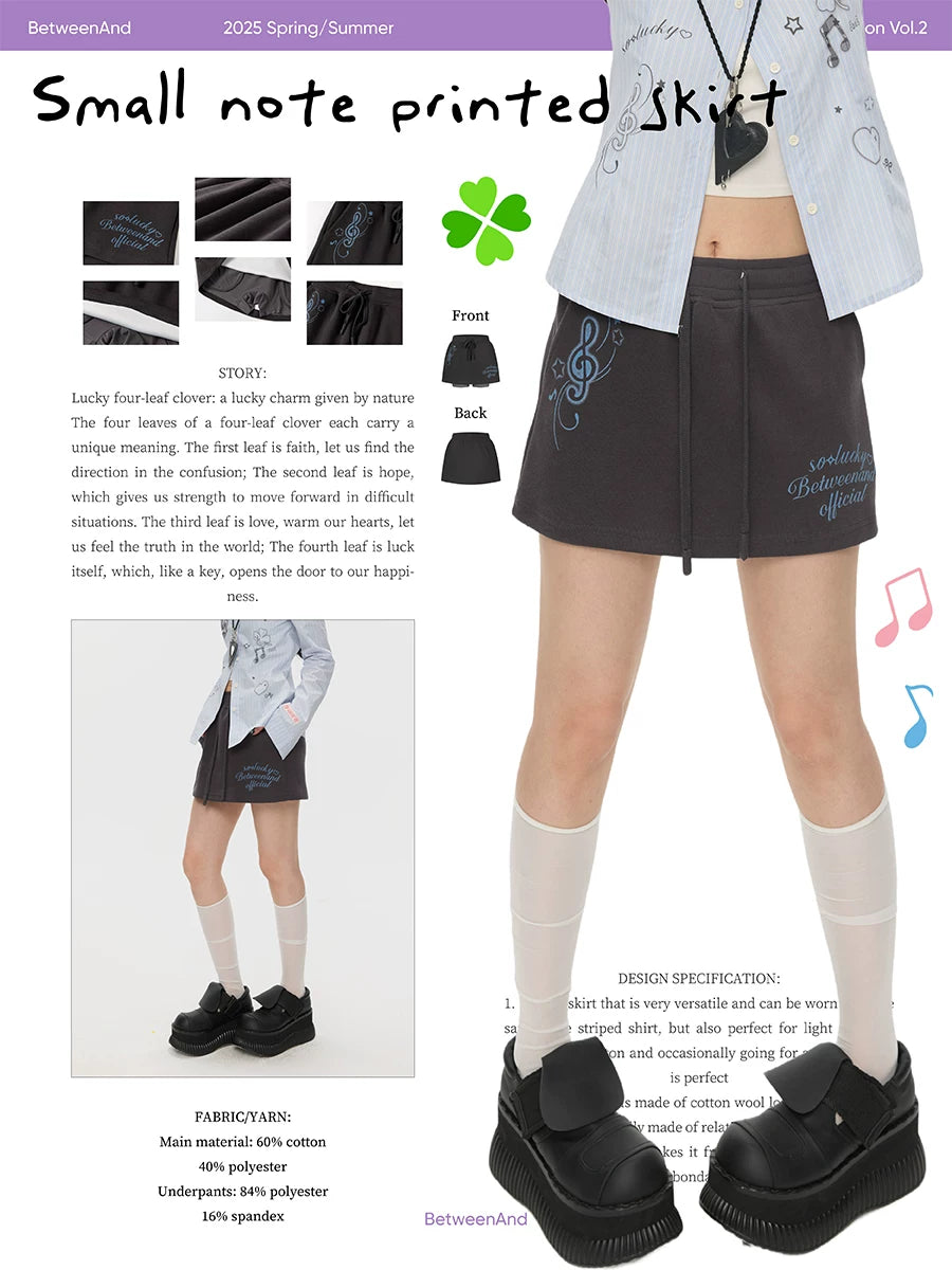 Small note printed skirt