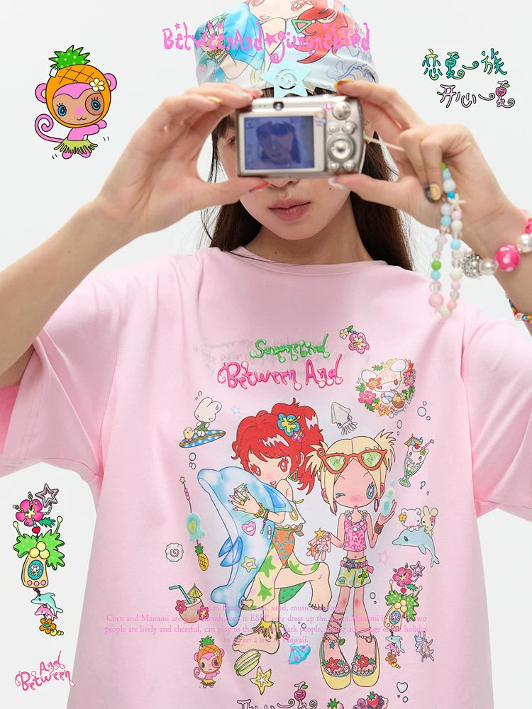 "Happy summer" Sunonebird loose t-shirt