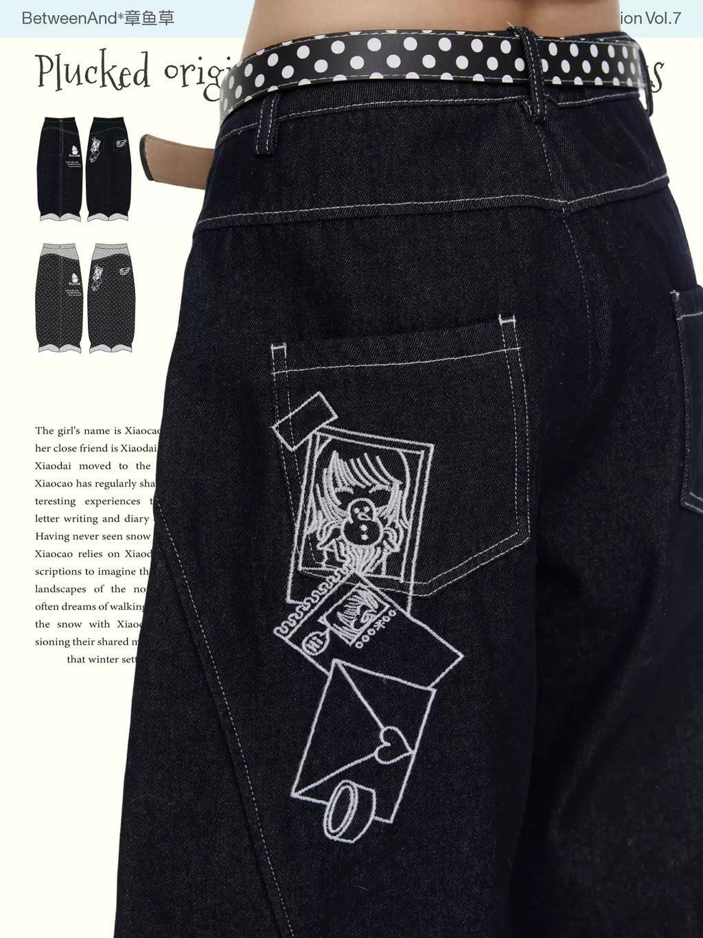 Plucked original cowhide polka dot pants with penguin detail