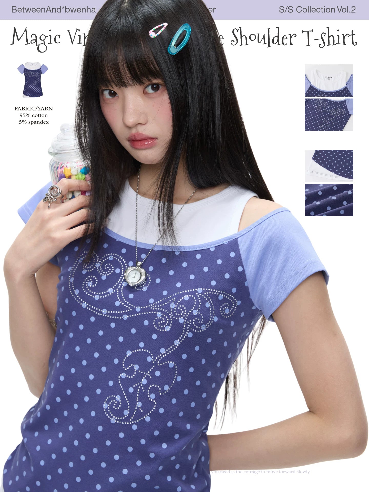 Magic vine fake two piece shoulder t-shirt