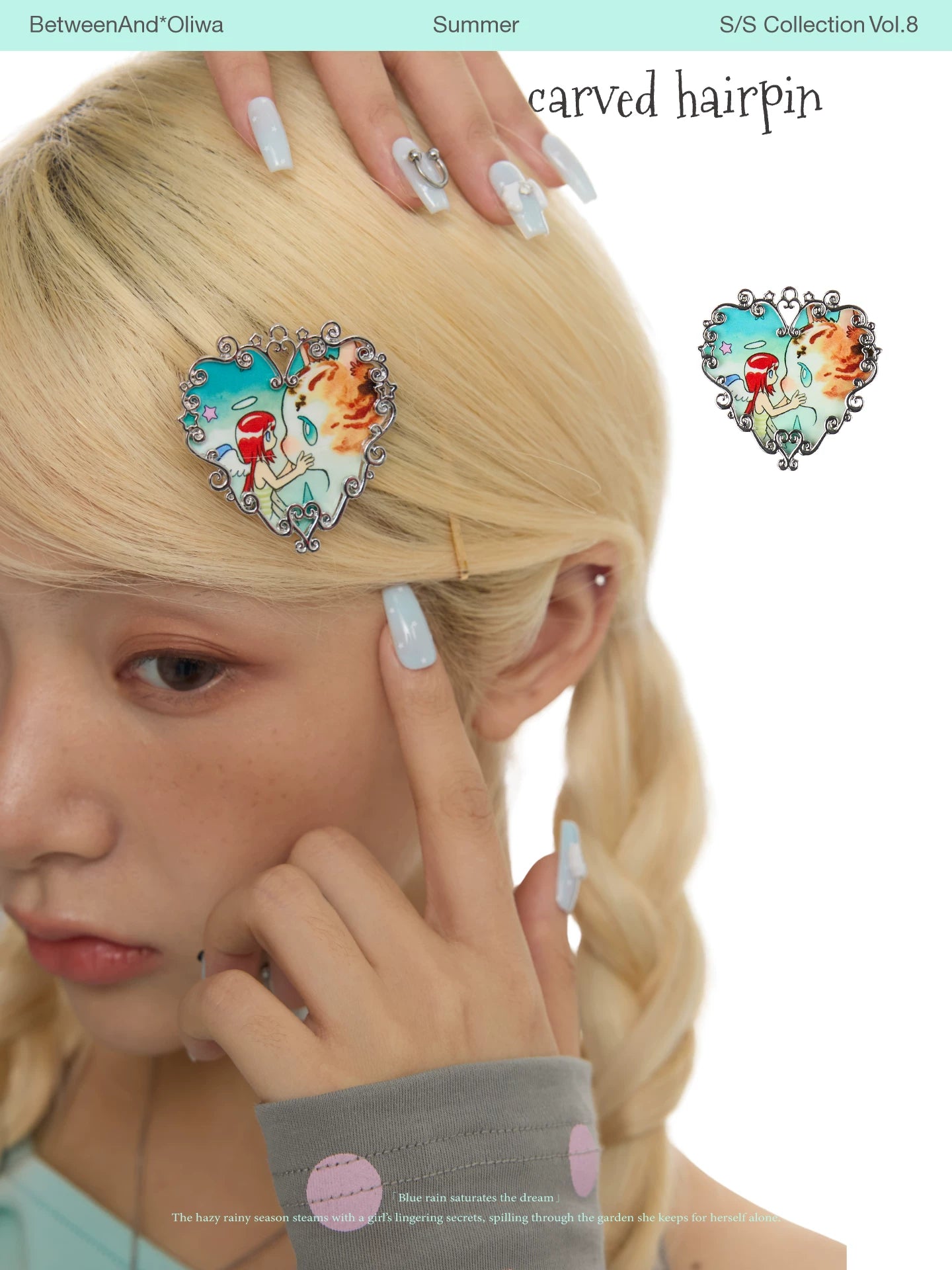 Heart hollow metal carved hairpin