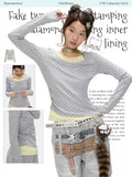 Soft faux-layer polka-dot long sleeve top