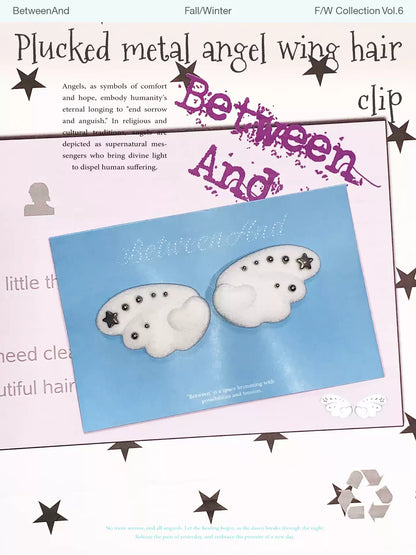 White cloud wing velvet hair clip