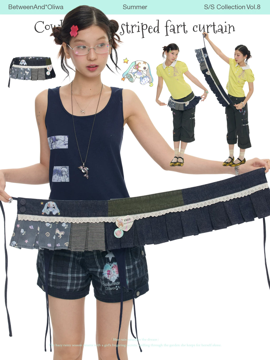 Cowboy floral striped fart curtain skirt