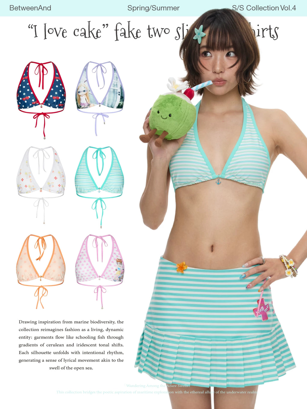 "I love cake" swimwear collection pendant bikini tops