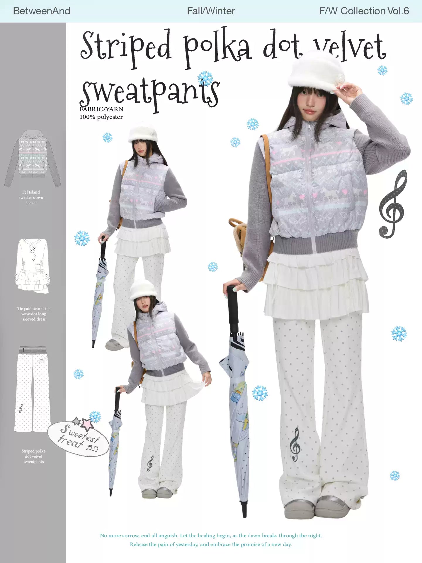 Fleece-lined white polka-dot sweatpants