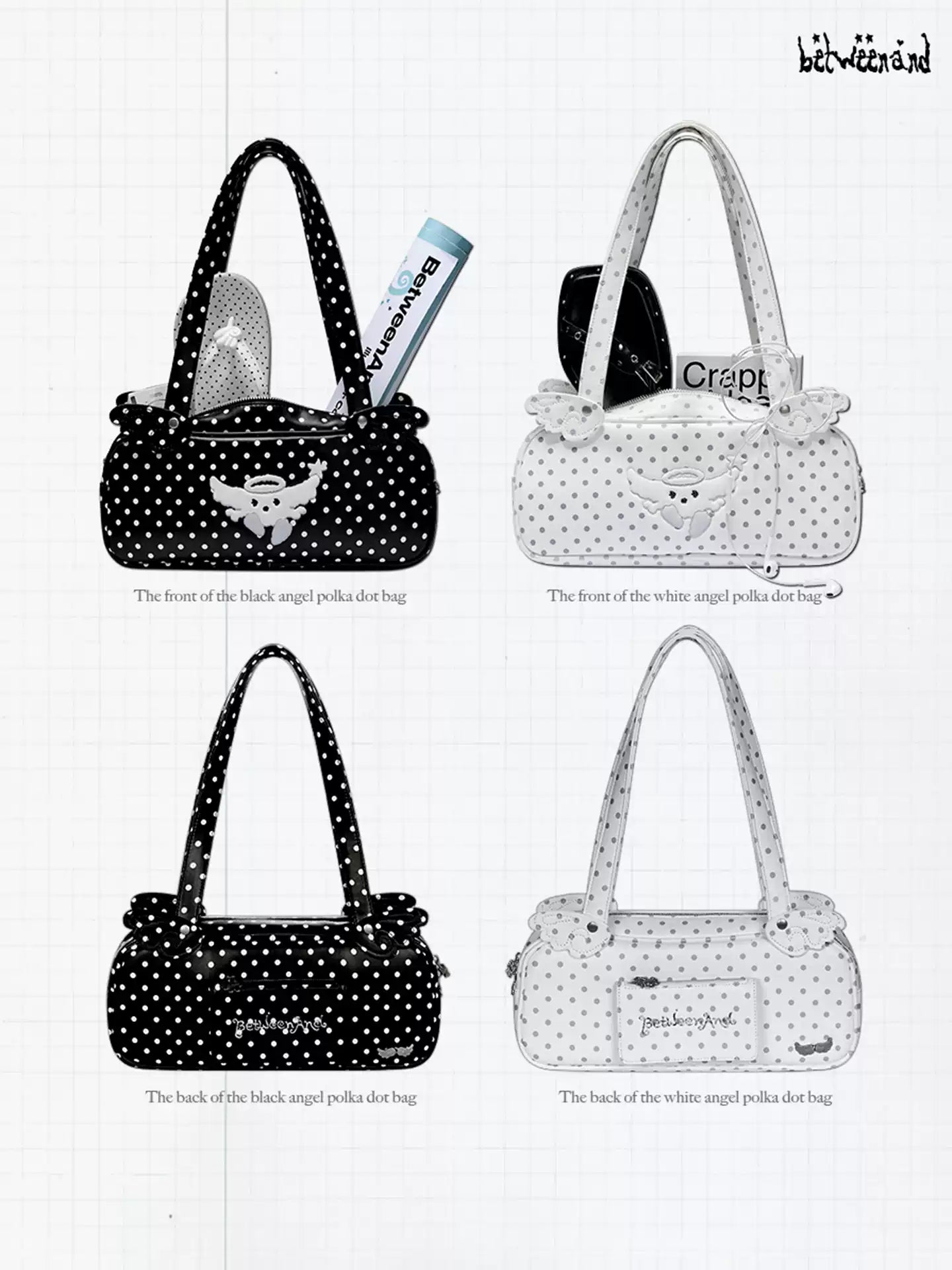 Polka-dot winged large-capacity shoulder bag