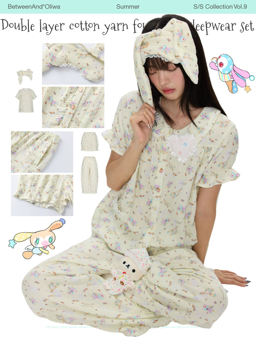 *Oliwa Double layer cotton yarn sleepwear set