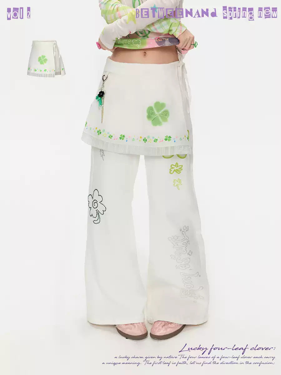 Four-leaf clover print curtain skirt