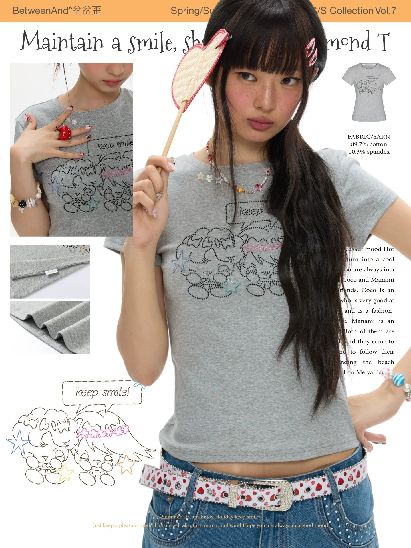 Maintain a smile shoulder hot diamond t-shirt