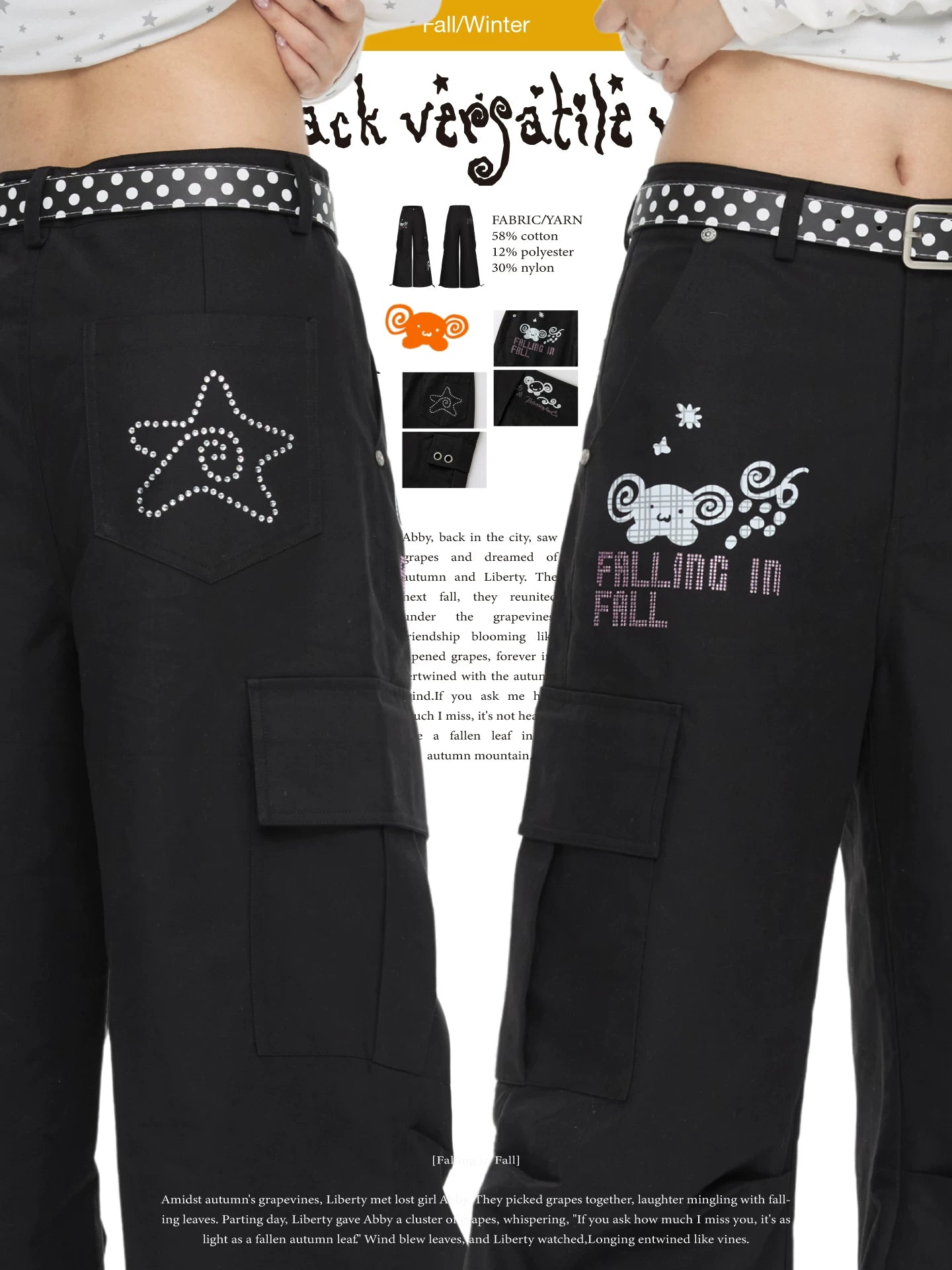 Diamond black versatile cargo pants