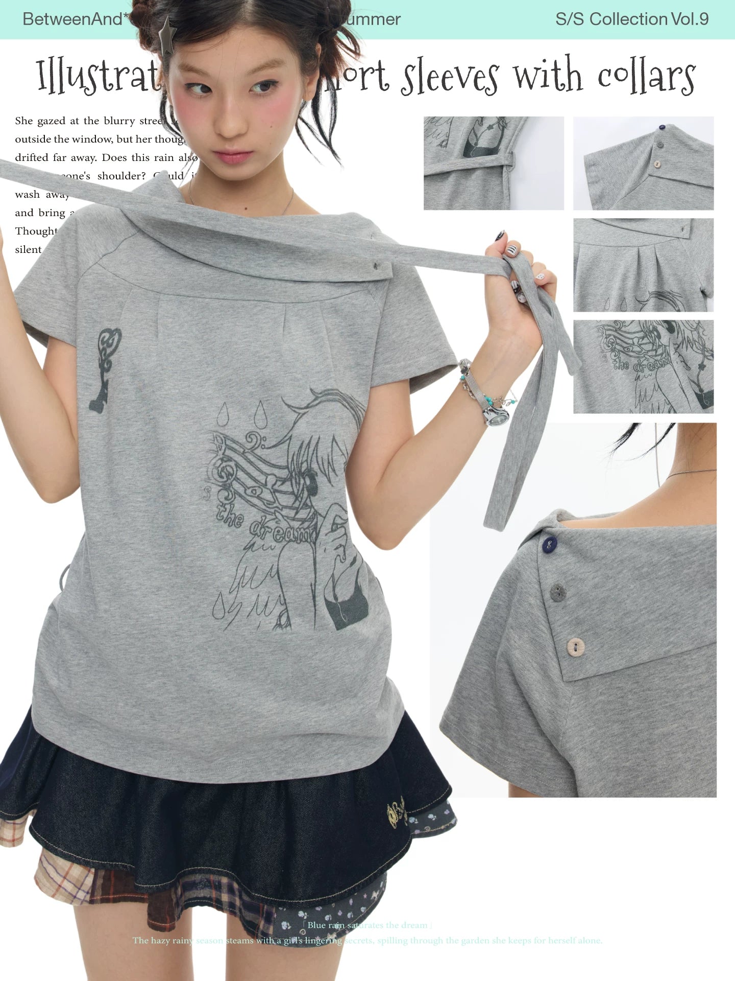 *Oliwa Illustration wear short sleeves top with collar