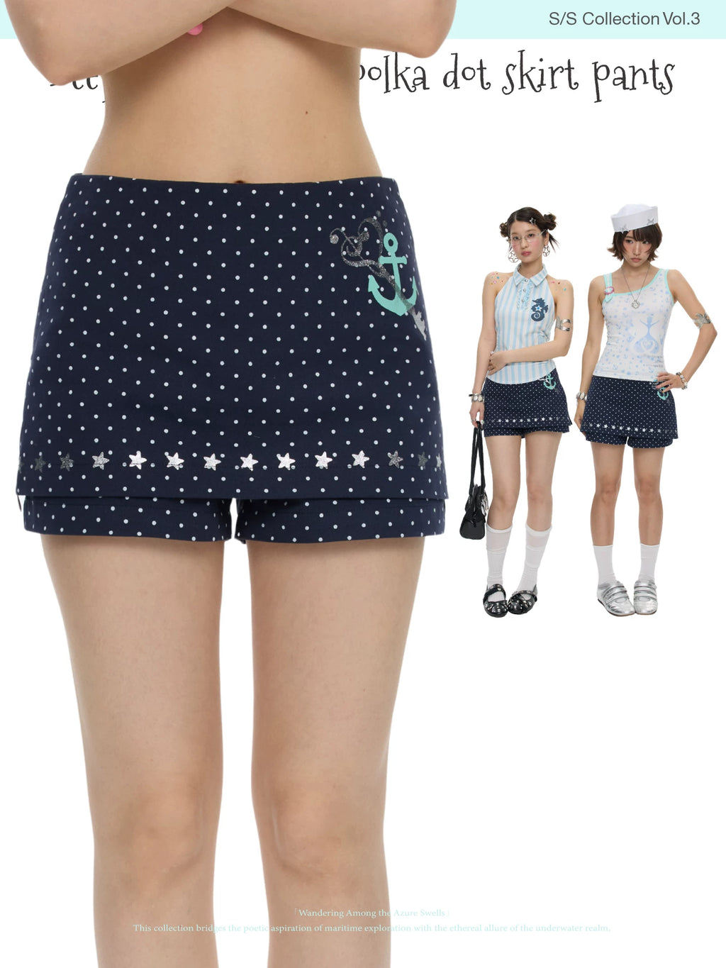 Deep sea fairy tale polka dot skirt skort