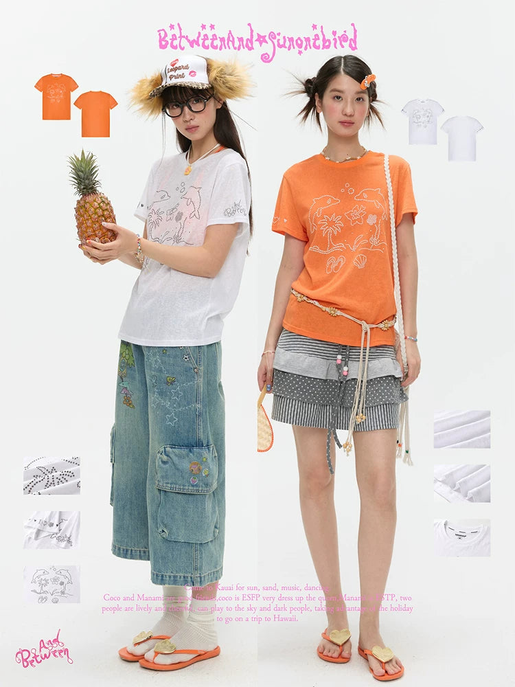 Dolphin bamboo cotton short sleeve t-shirt