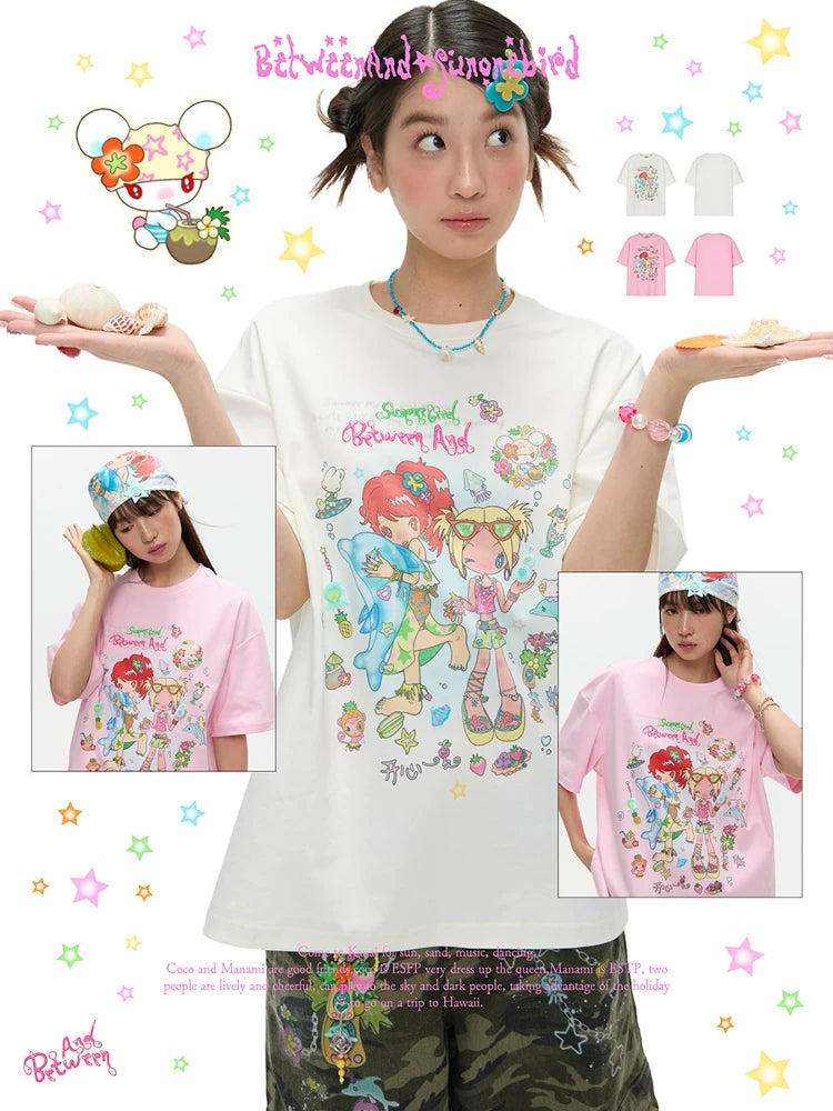 "Happy summer" Sunonebird loose t-shirt