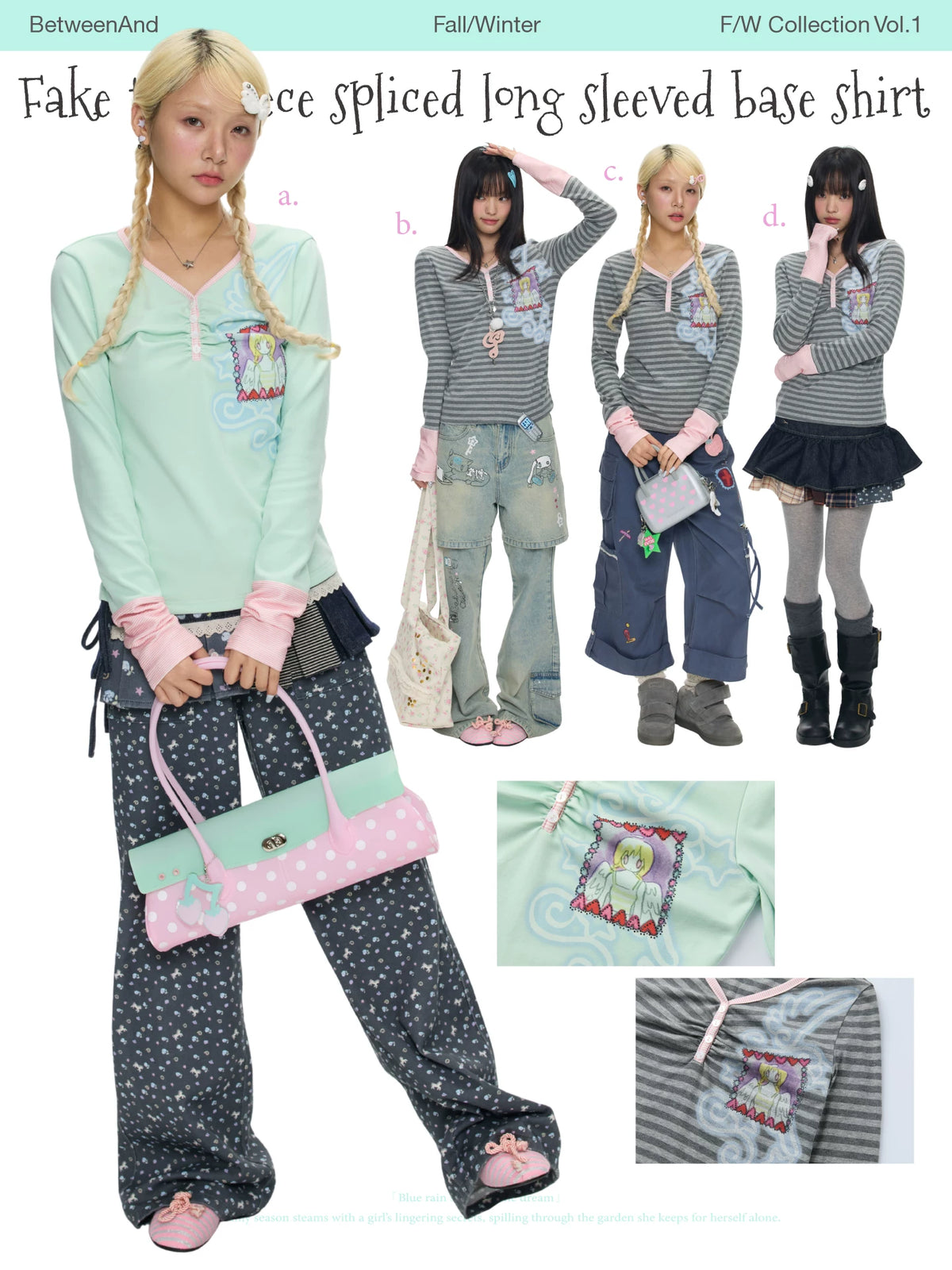Fake two-piece spliced long sleeved base shirt