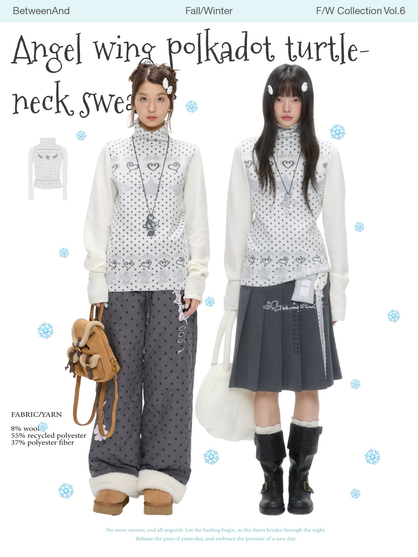 Angel wing polka dot turtle neck sweater
