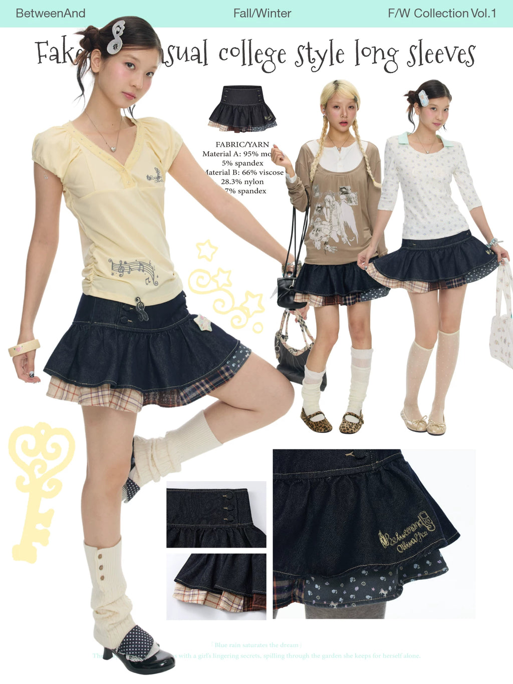 Patchwork fake two piece mini skirt