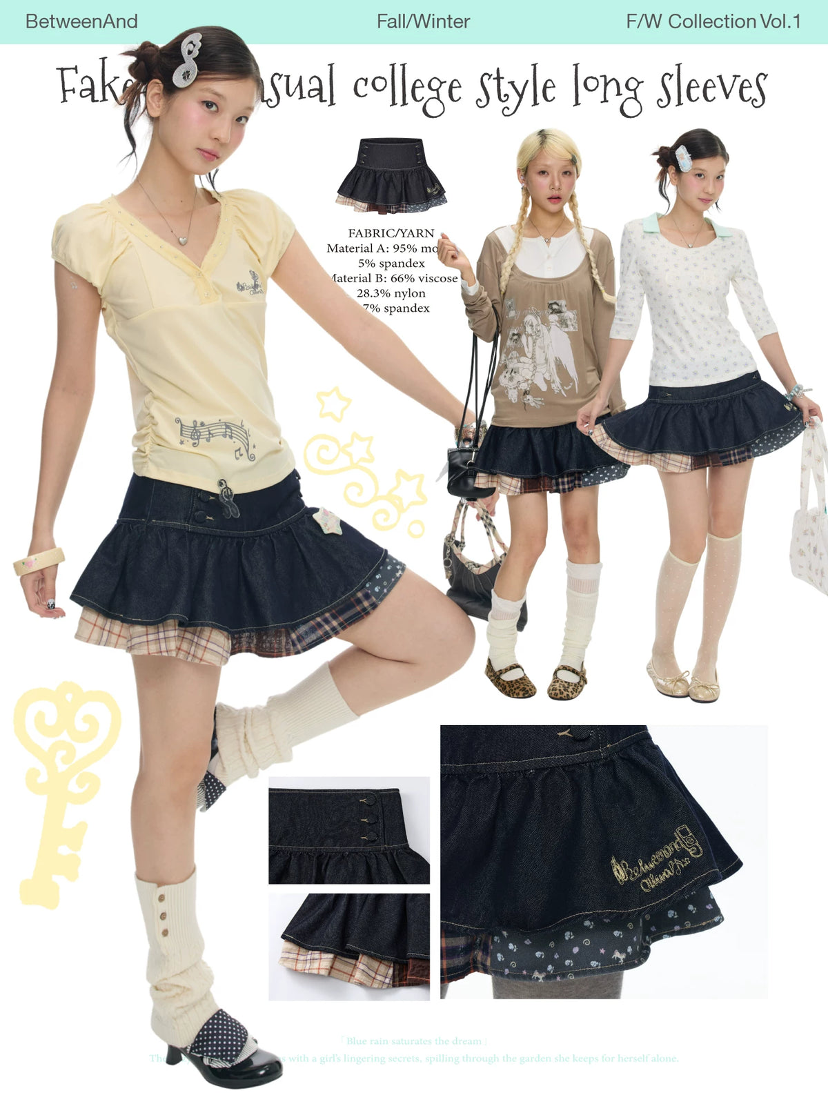 Patchwork fake two piece mini skirt