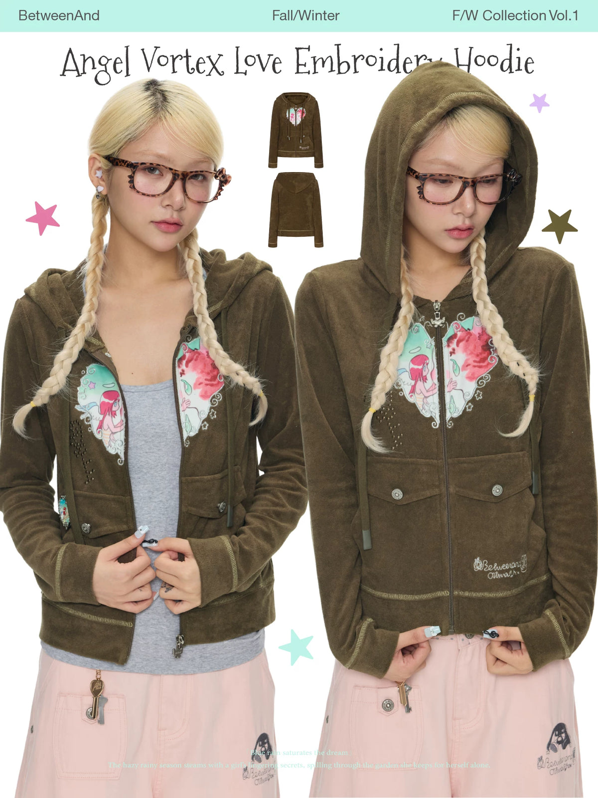 Angel Vortex Love embroidery hoodie