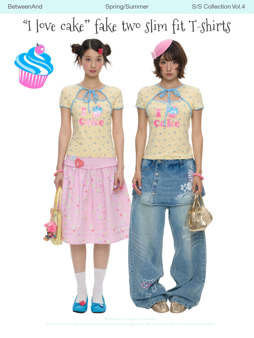 "I love cake" fake two-piece top