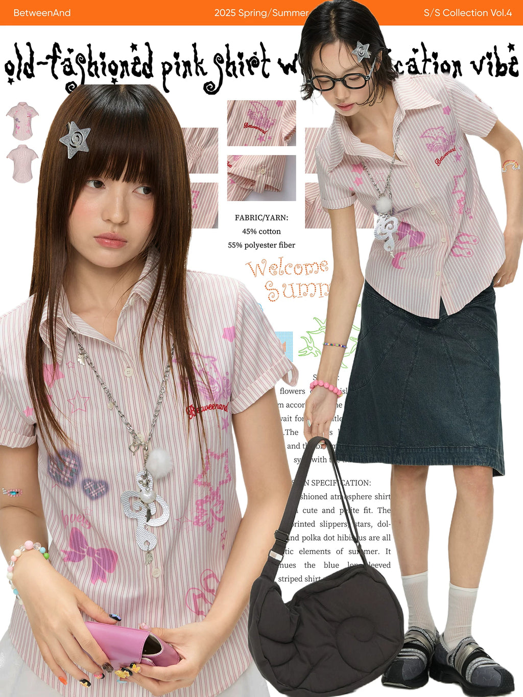 Old-fashioned pink shirt with a vacation vibe