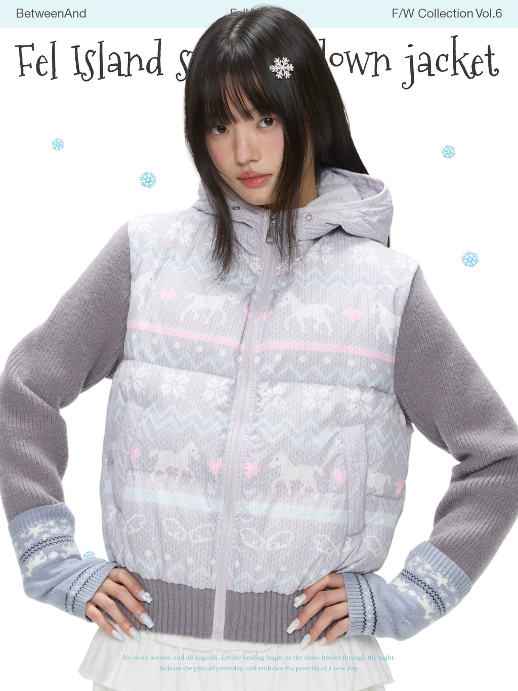 Fel Isle knit-trim down jacket (90% duck down)