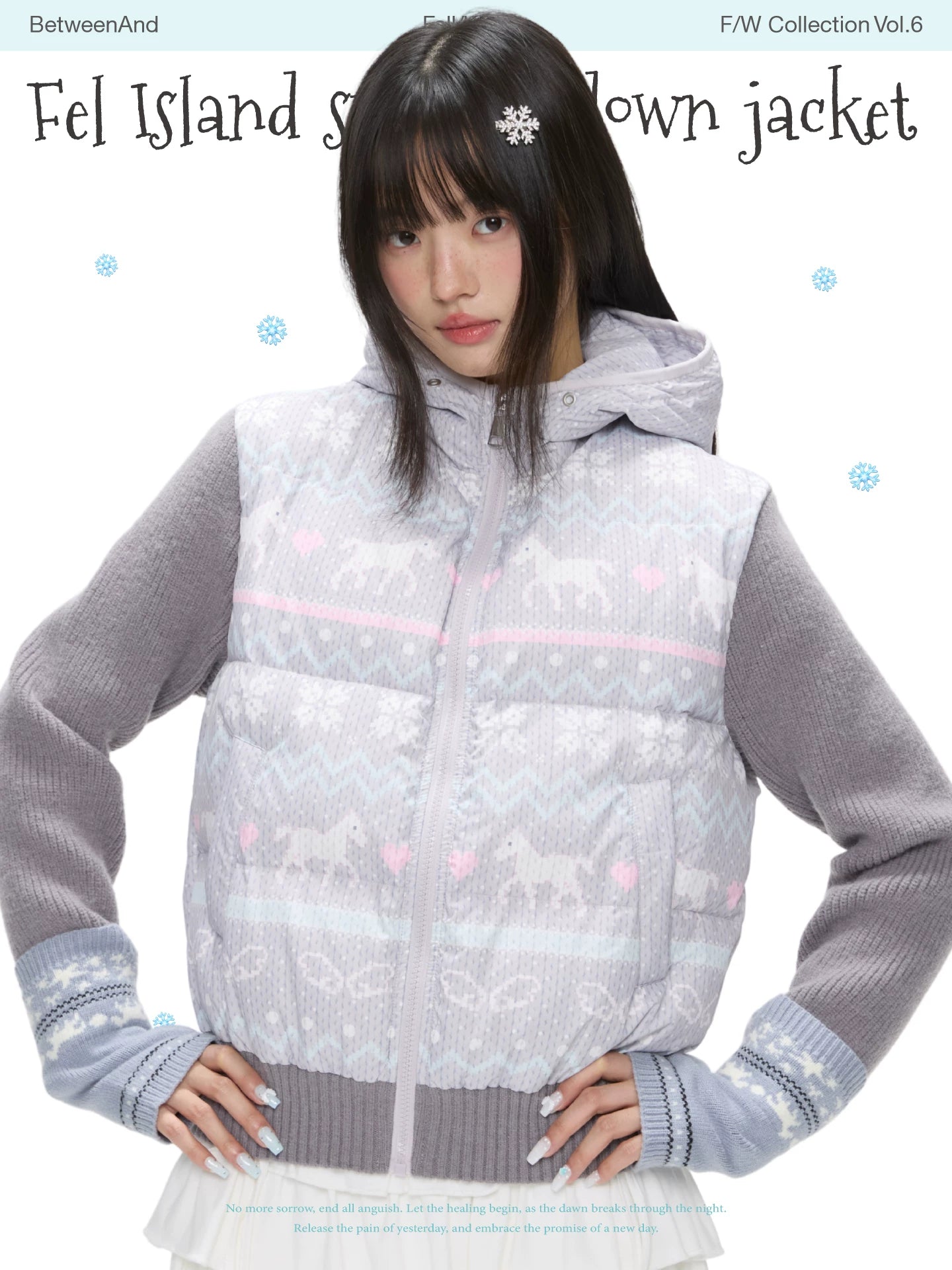 Fel Isle knit-trim down jacket (90% duck down)