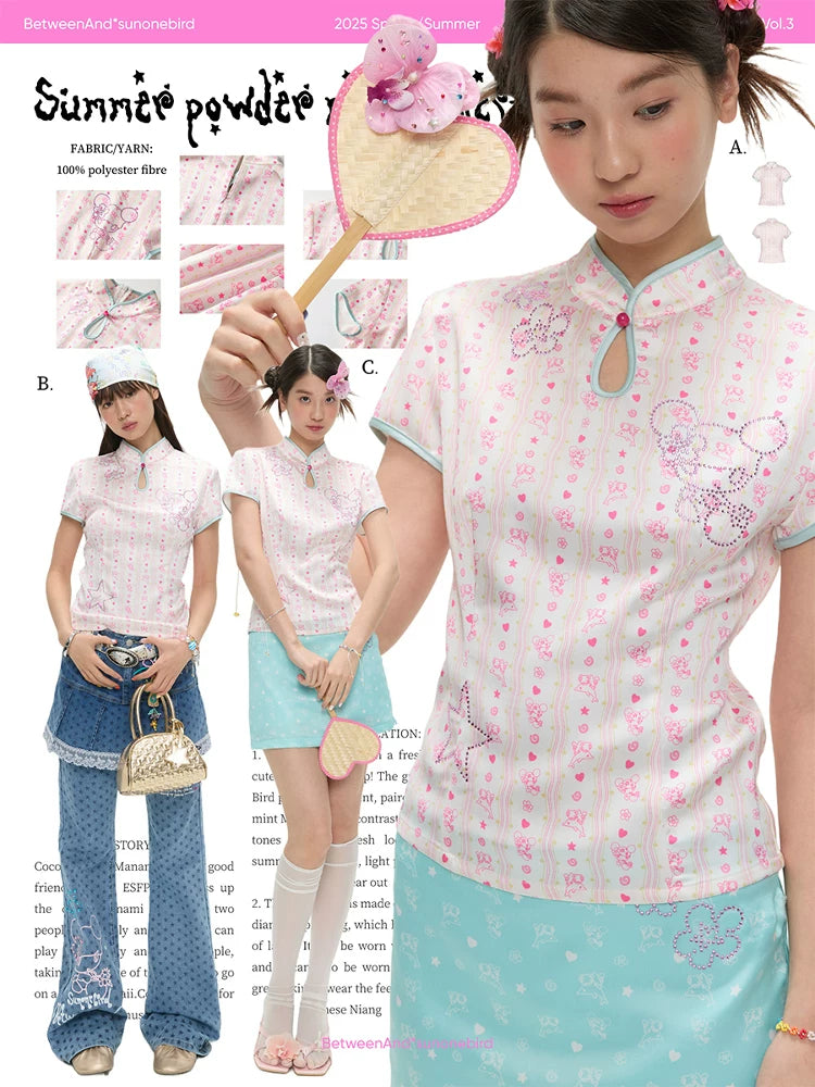 Summer powder Chinese top