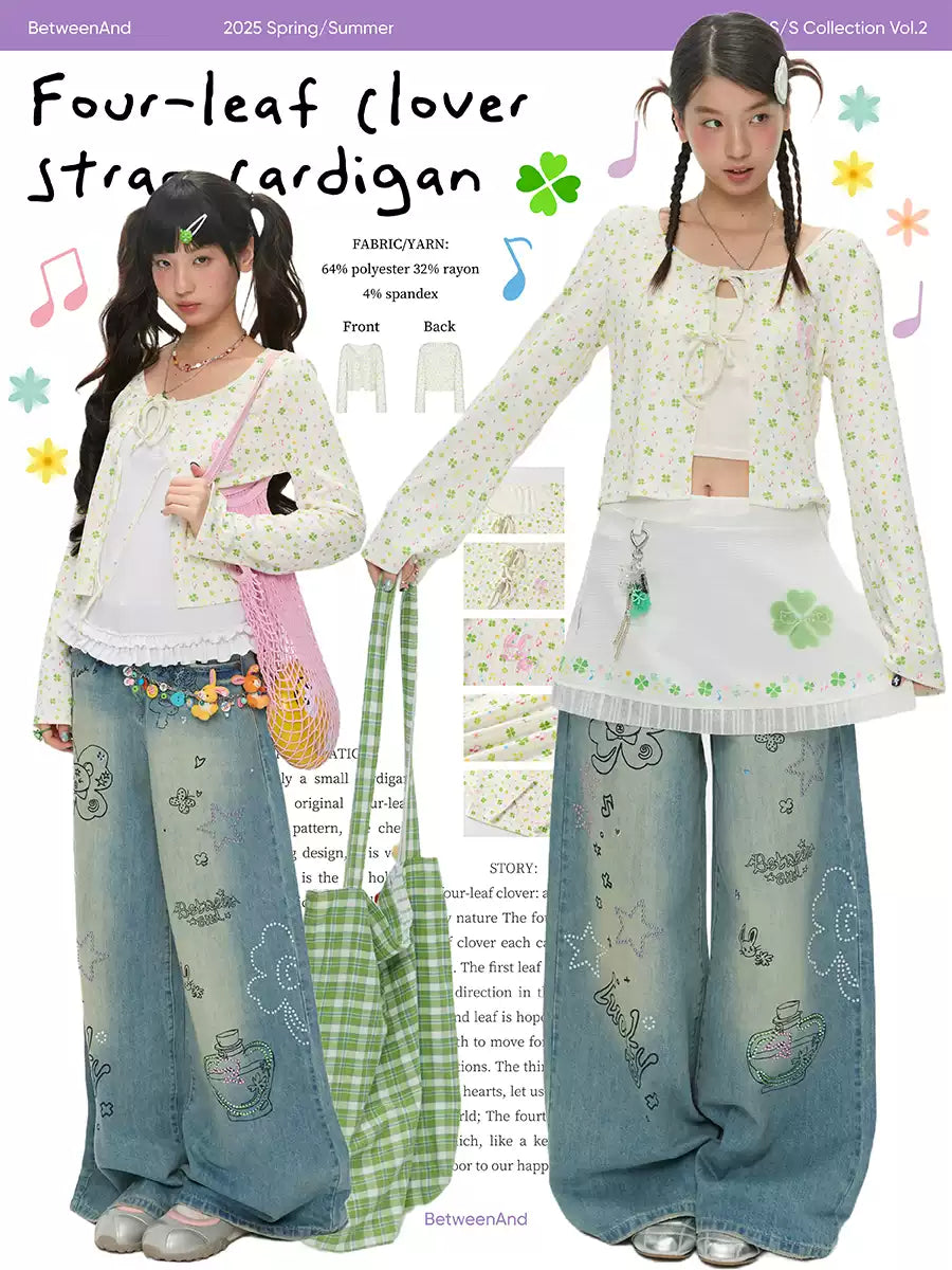 Four-leaf clover strap cardigan
