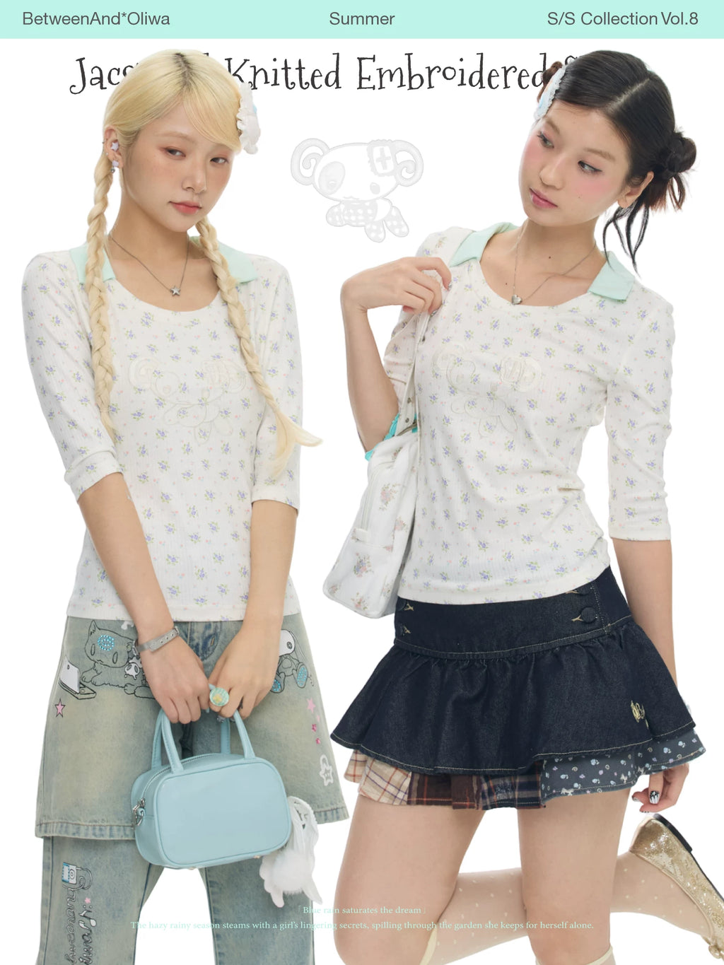 Jacquard knitted embroidered top