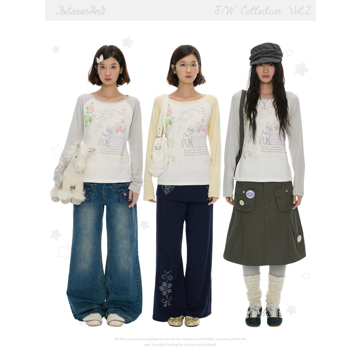 Music note and rose print long sleeve top