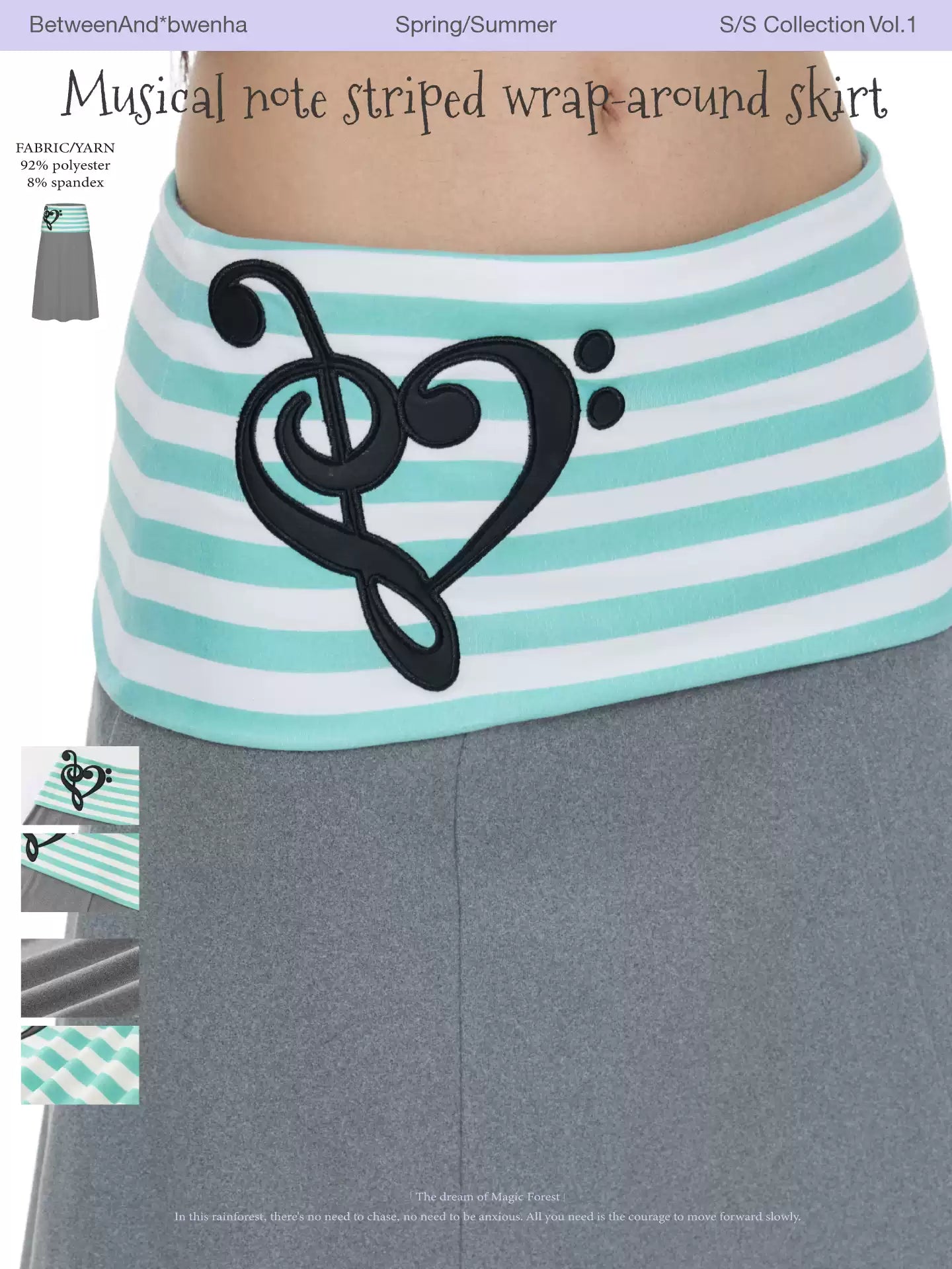 Musical note striped wrap around skirt