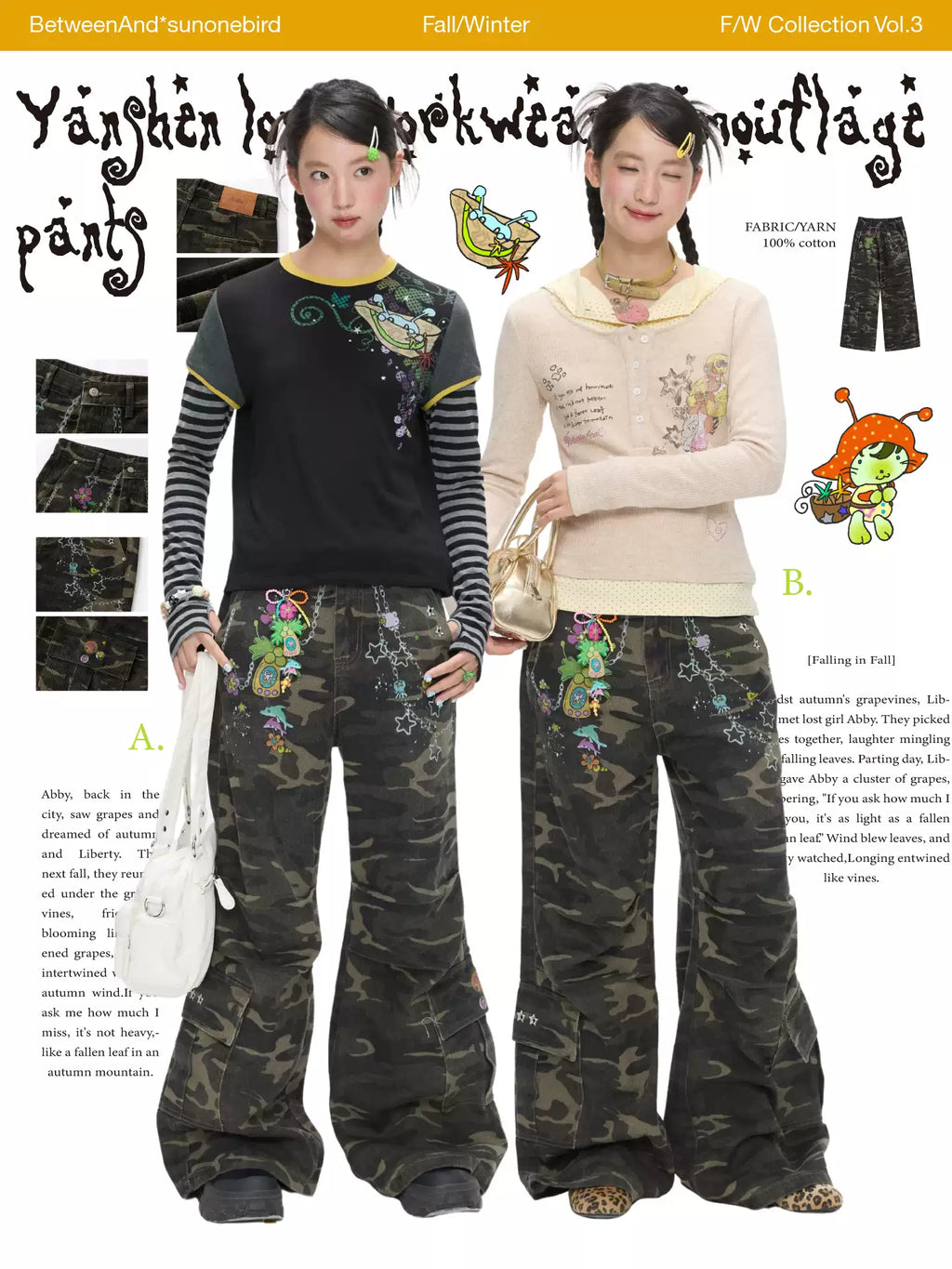 Vintage camouflage cargo pants with straight leg design