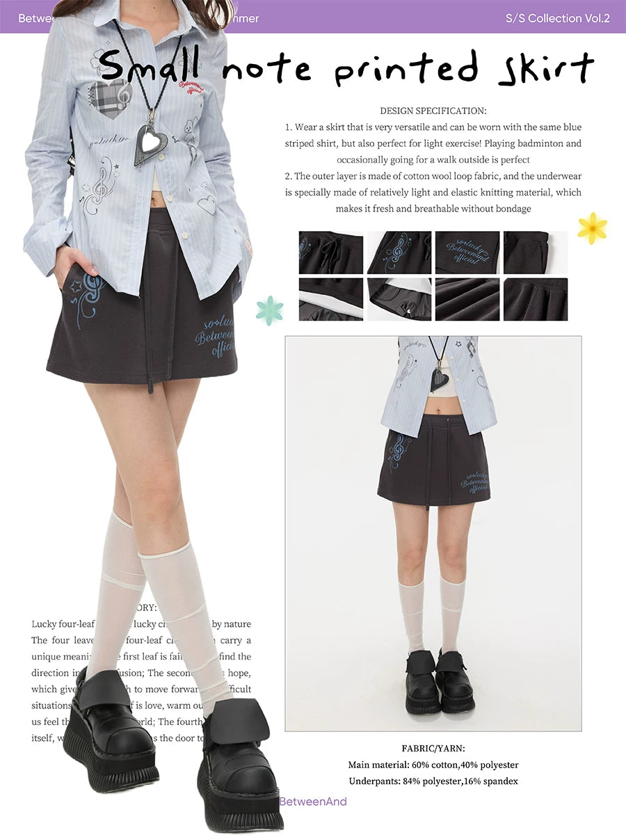 Small note printed skirt