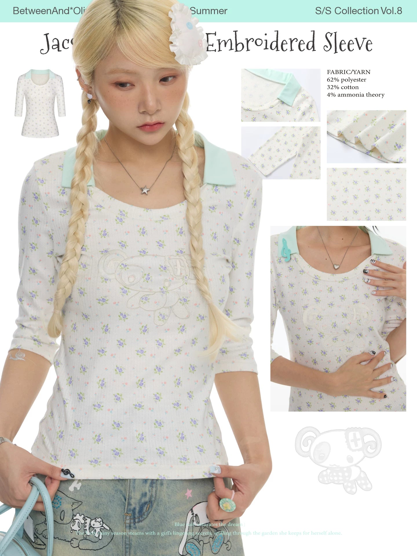 Jacquard knitted embroidered top