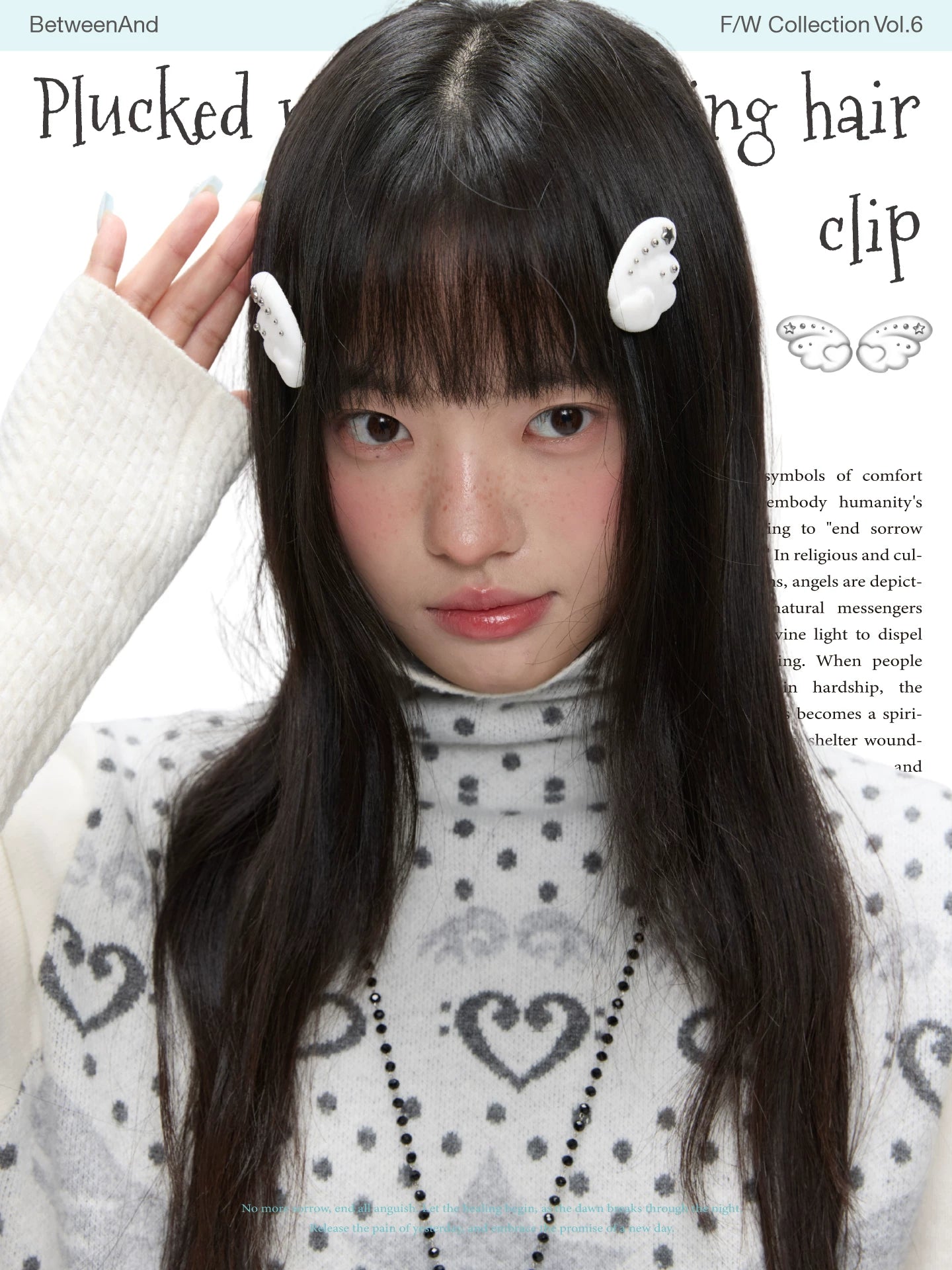 Plucked metal angel cloud wing velvet hair clip