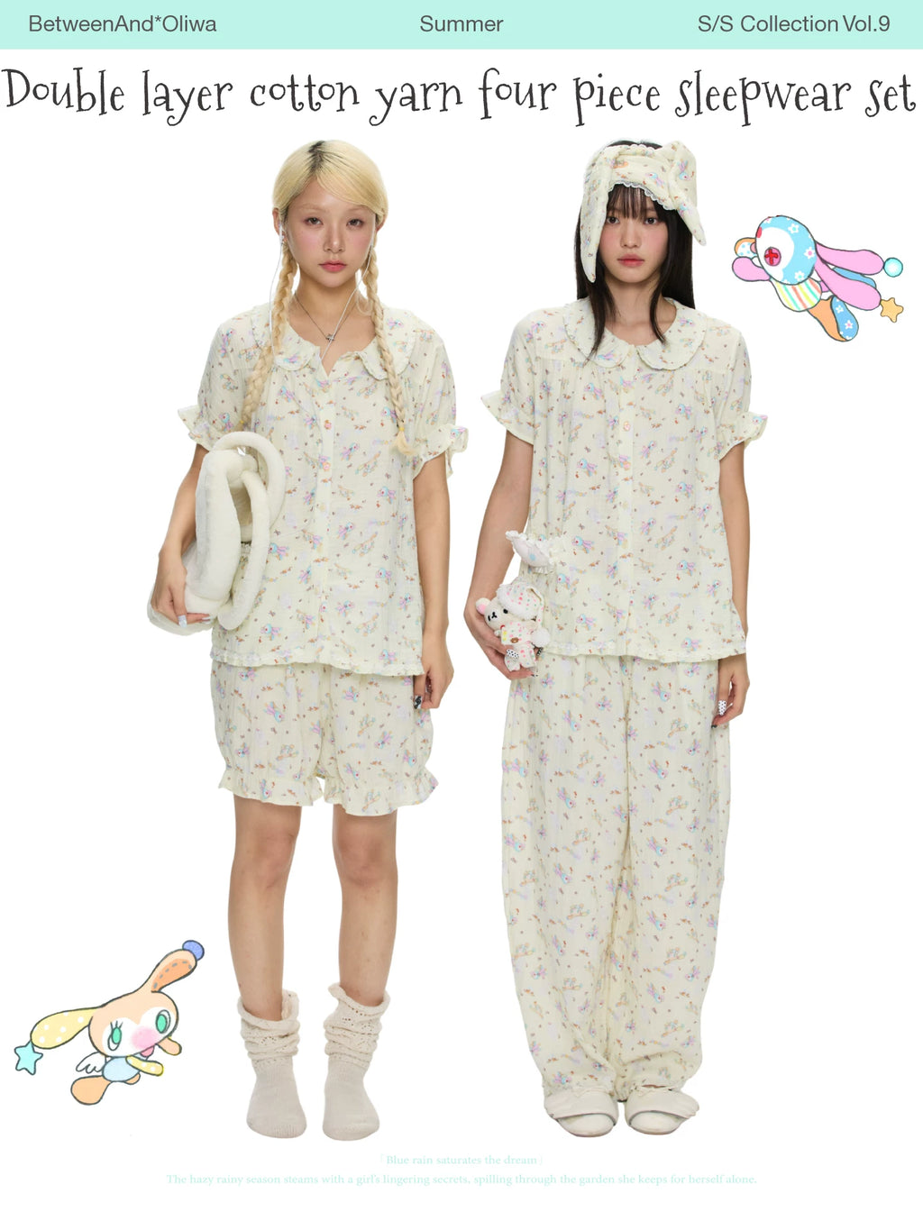 *Oliwa Double layer cotton yarn sleepwear set