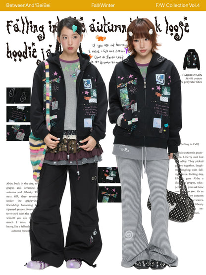 Black scrapbook loose hoodie