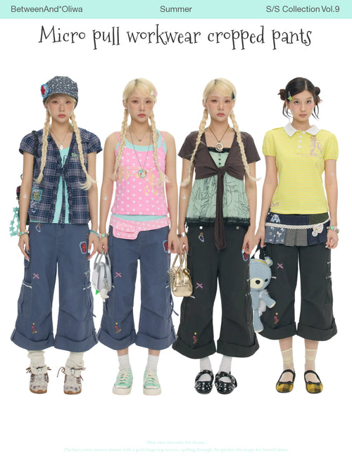 *Oliwa Micro pull workwear cropped cargo pants