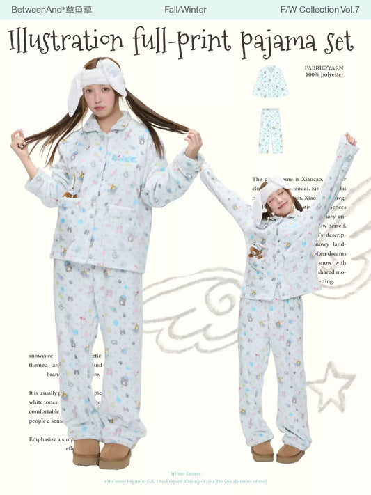 Illustration full-print pajama set (pre-order)