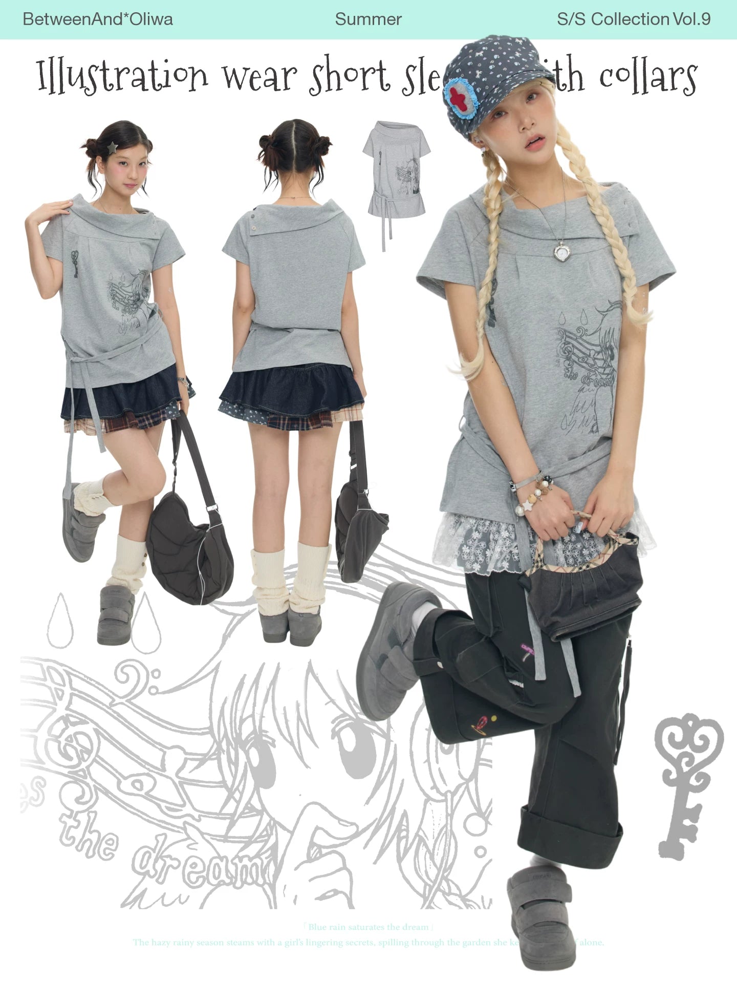 *Oliwa Illustration wear short sleeves top with collar