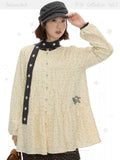 Floral long sleeve shirt dress with lantern sleeves