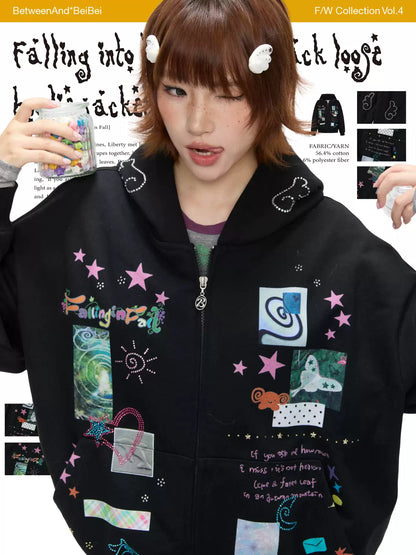 Black scrapbook loose hoodie