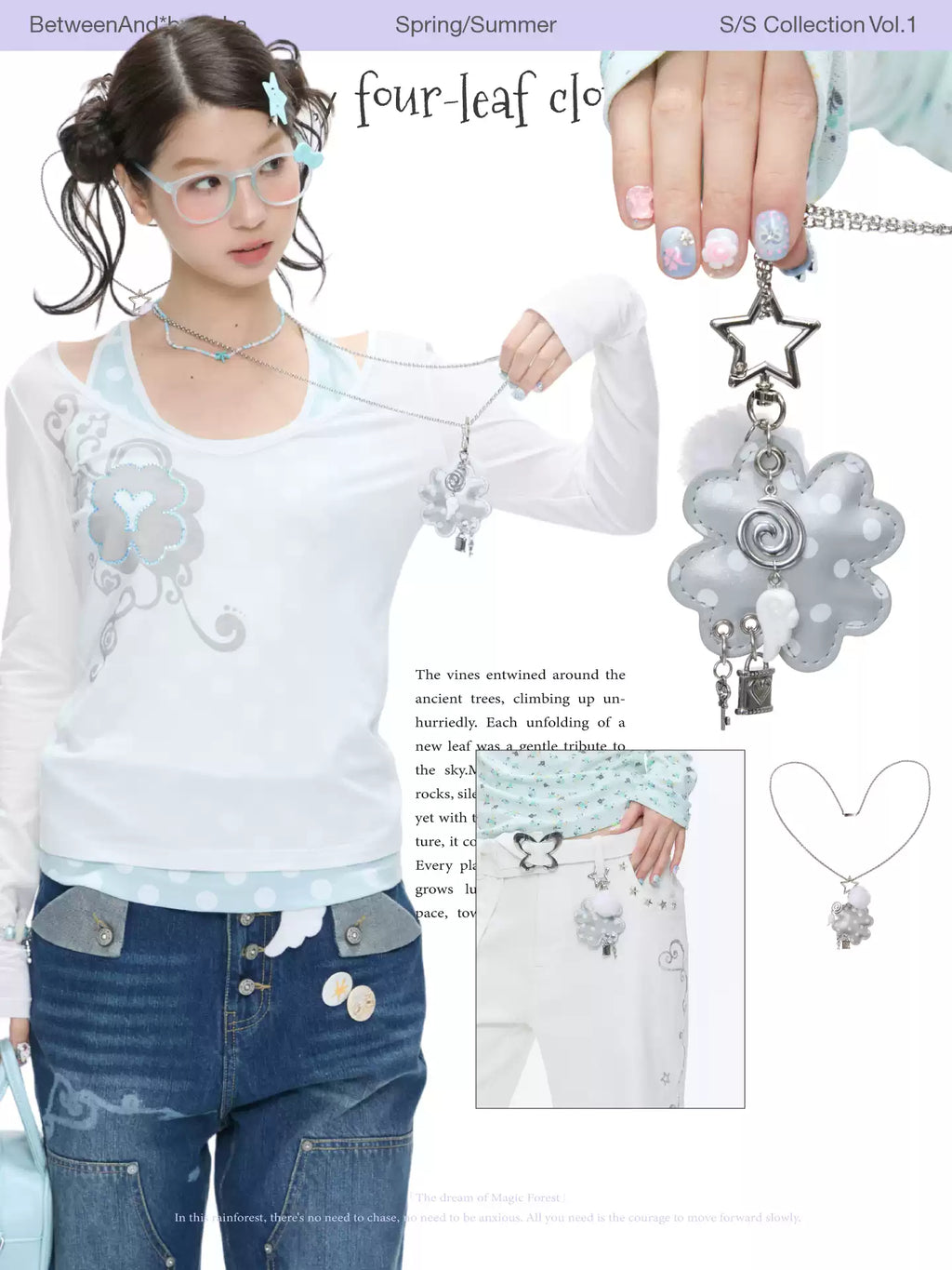 Silver lucky four-leaf necklace
