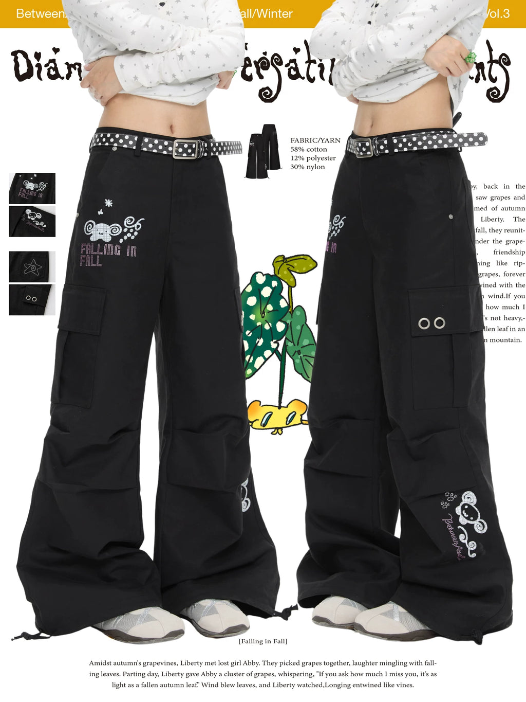 Diamond black versatile cargo pants